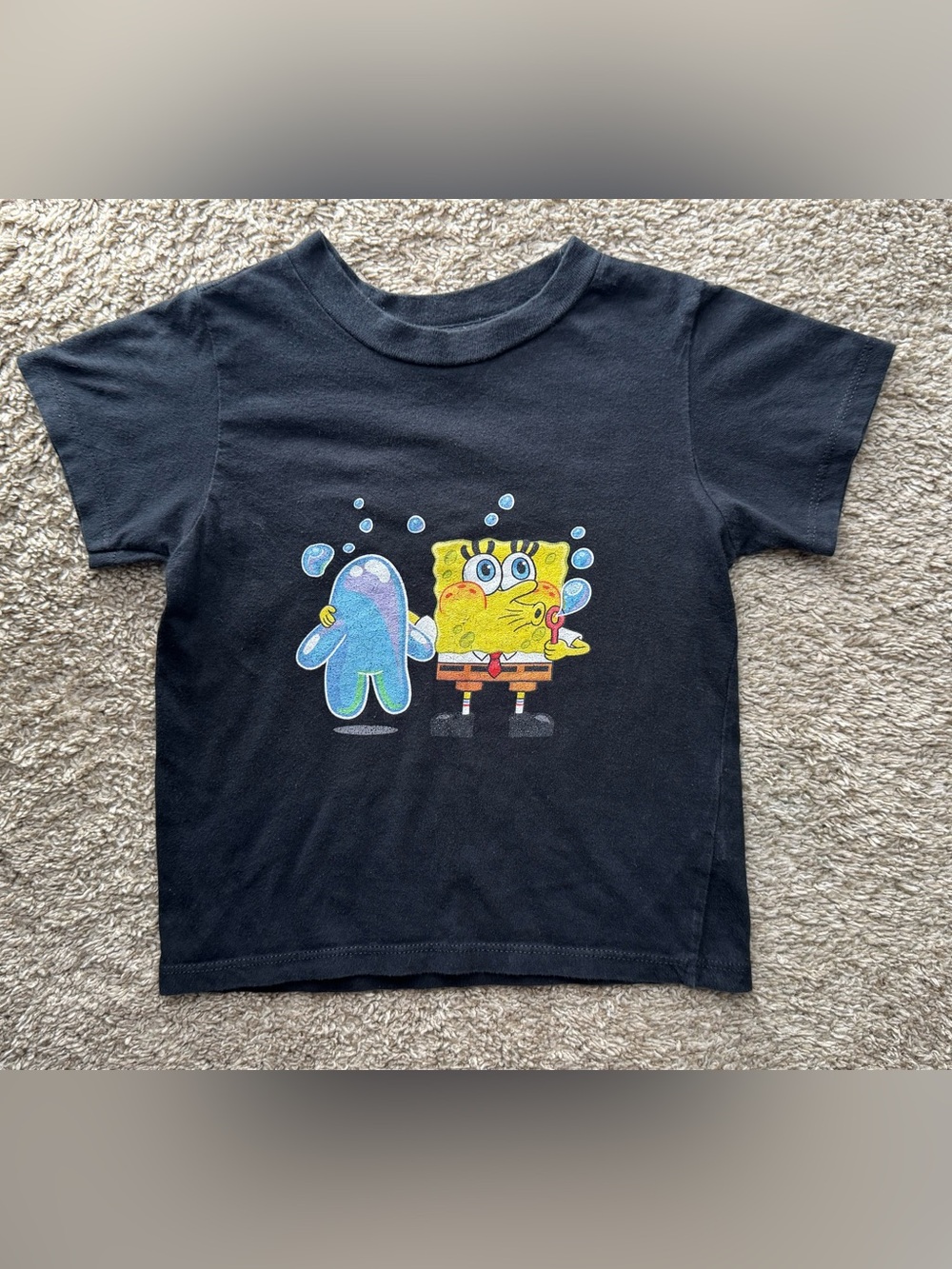 Nickelodeon SpongeBob Bubble Buddy Graphic Tee Toddler Size 3T Black 100% Cotton